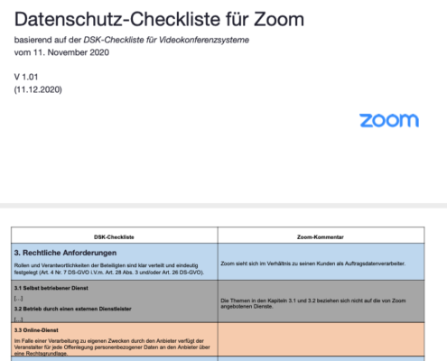Checkliste für datenschutzkonformes Zoom