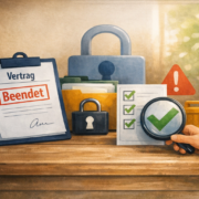 Auftragsverarbeitung beenden: Darstellung eines beendeten Vertrags mit Datenschutzprüfung, Checkliste und Kontrolle der Löschung personenbezogener Daten